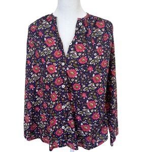Mille Resort & Travel Floral Cotton Blouse‎ XXS Boho Peasant Top India Vintage